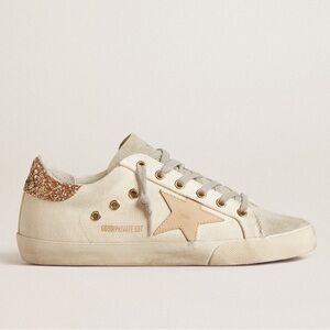 Golden Goose Super-Star LTD in canvas with sand star and glitter heel tab